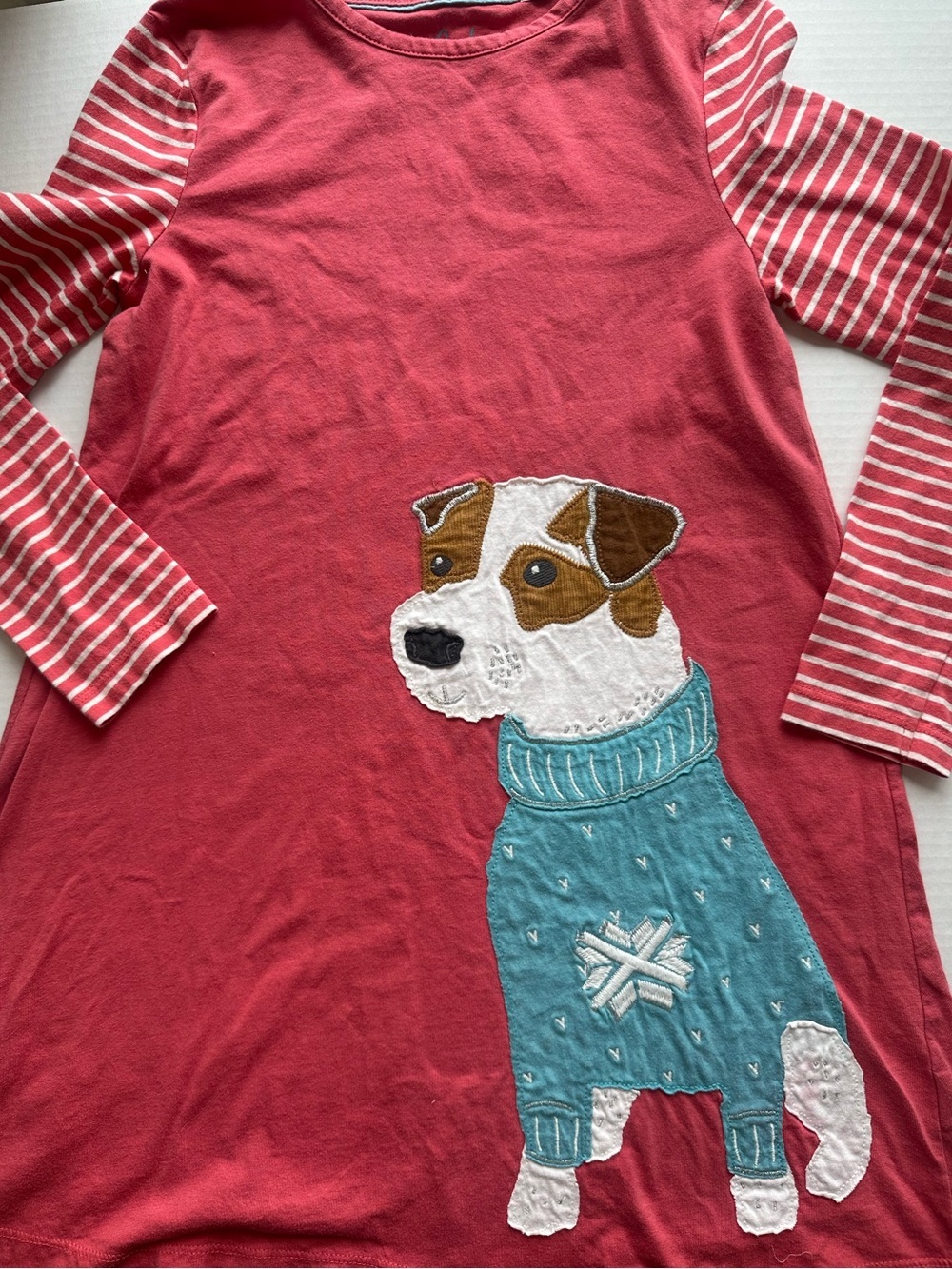 Mini Boden Hodge Podge Dog Appliqué Tshirt Dress 9/10